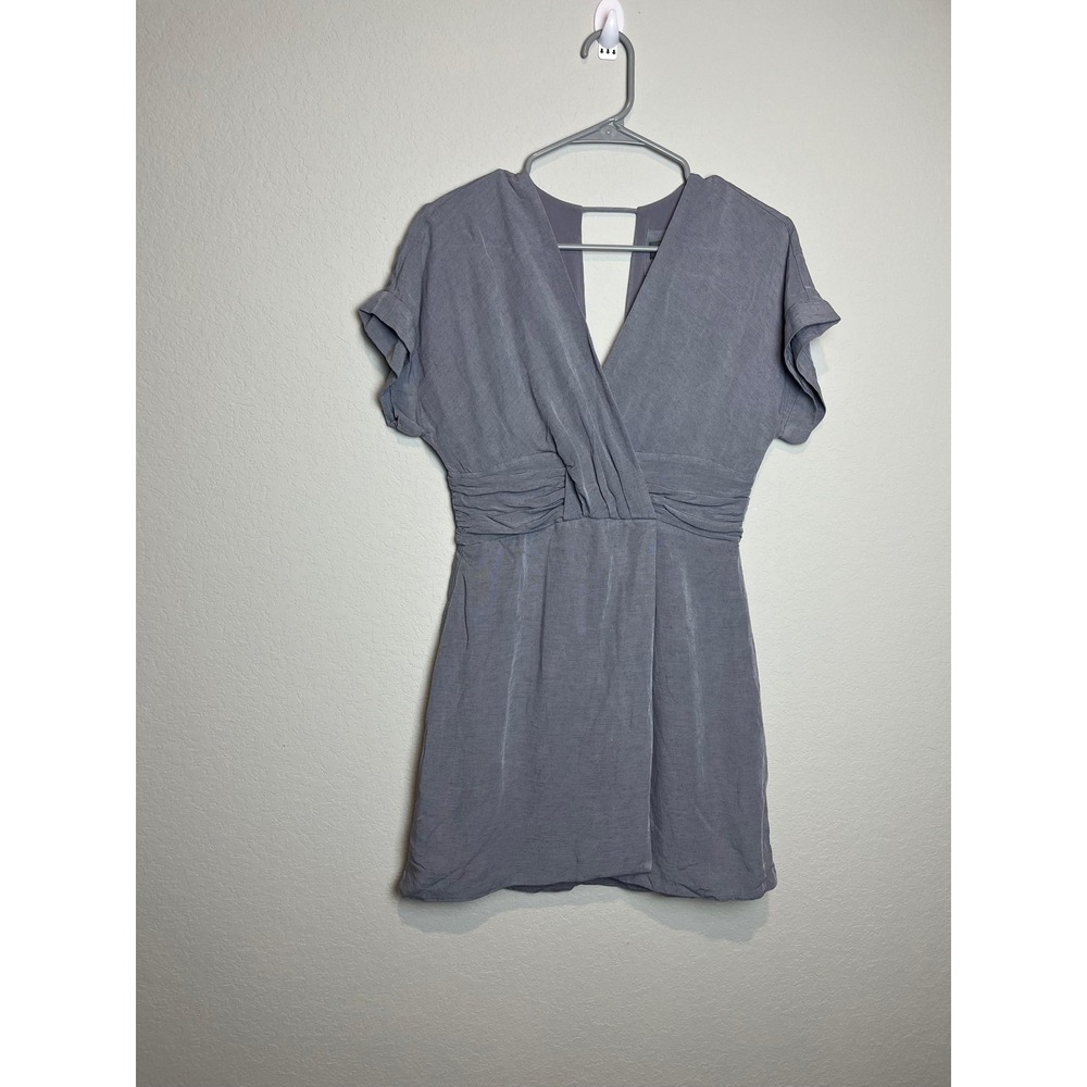 Anthropologie Gray Asymmetrical V-Neck Short Dress